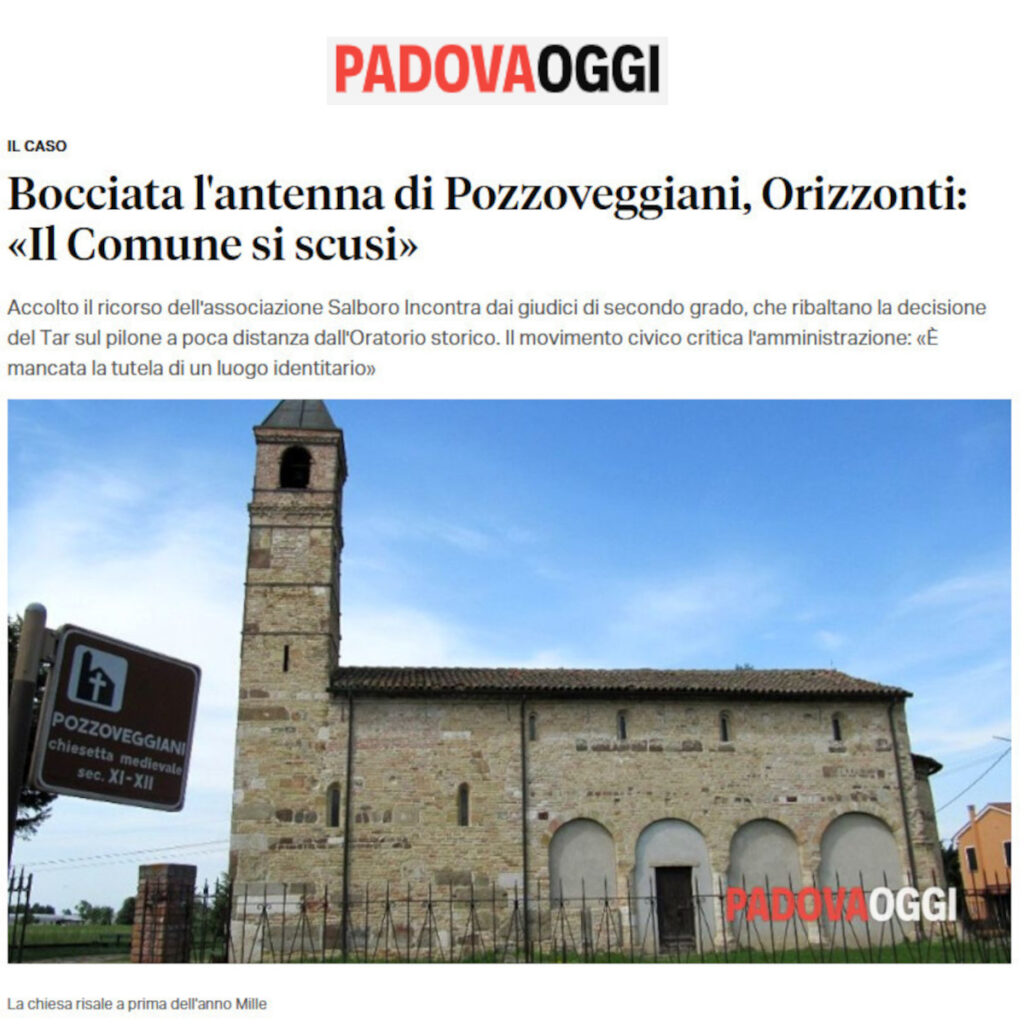 Scopri la storia dell'antenna di Pozzoveggiani a Salboro, Padova, antenna telefonia tutela del paesaggio e patrimonio storico.